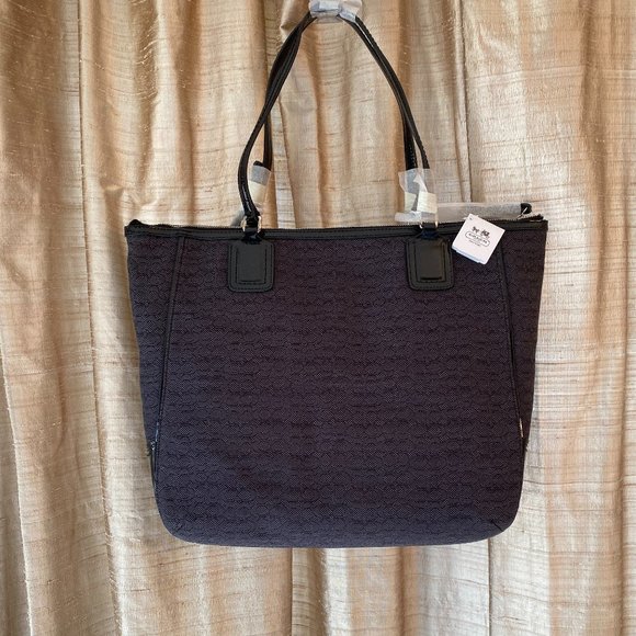 Coach Black Signature Poppy Oxford Tote - Picture 1 of 8